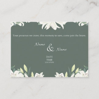 Tarjeta de Invitación de Boda Verde y Blanca