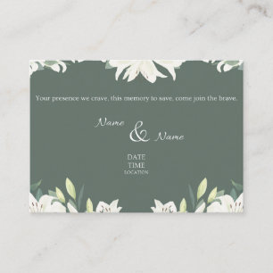 Tarjeta de Invitación de Boda Verde y Blanco
