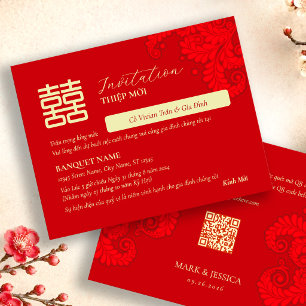 Tarjeta de invitación de boda vietnamita bilingüe