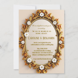 Tarjeta de Invitación de Boda Vintage Elegante – F