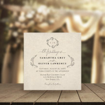 Tarjeta de Invitación de Boda Vintage Simple y Ele