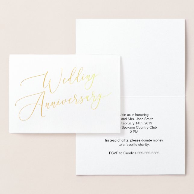 Tarjeta de Invitación de Boda y Aniversario de Oro (Demostración)