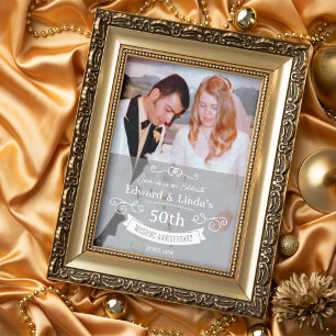Tarjeta de Invitación de Boda y Aniversario Retro 
