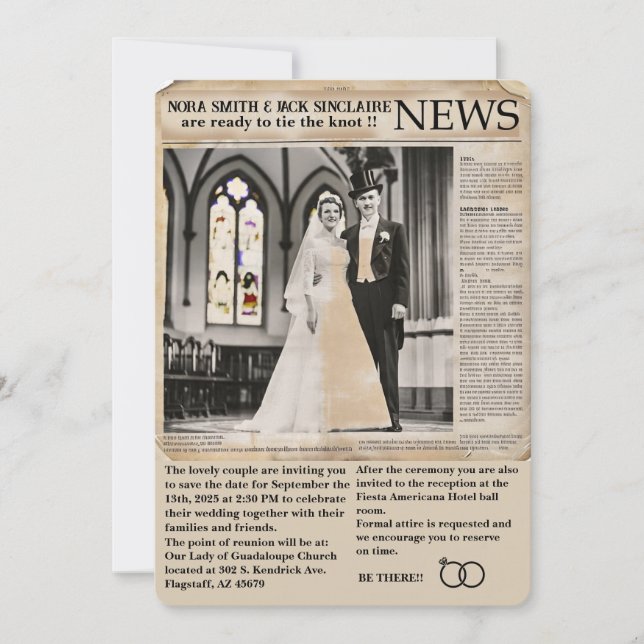 " TARJETA DE INVITACIÓN DE BODAS " (Anverso)