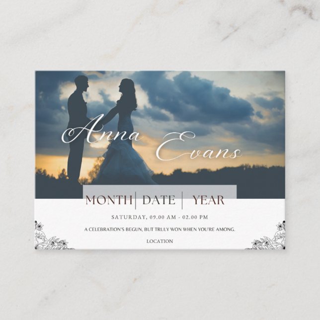 Tarjeta de invitación de bodas de sentimento monoc (Anverso)