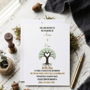 TARJETA DE INVITACIÓN DE BODAS DEL ÁRBOL DEL CORAZ