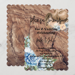 TARJETA DE INVITACIÓN DE BODAS RÚSTICAS DE BODAS D