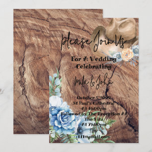 TARJETA DE INVITACIÓN DE BODAS RÚSTICAS DE BODAS D