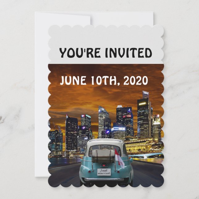 TARJETA DE INVITACIÓN DE BODAS, TARJETA PARA COCHE (Anverso)