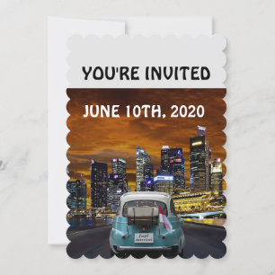 TARJETA DE INVITACIÓN DE BODAS, TARJETA PARA COCHE
