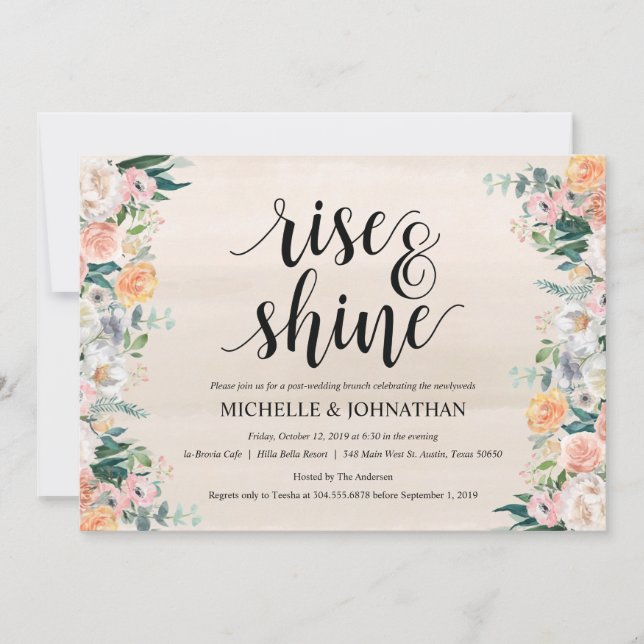Tarjeta de invitación de brunch para Boda de Rusti (Anverso)