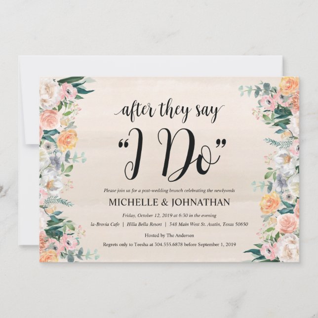 Tarjeta de invitación de brunch para Boda de Rusti (Anverso)