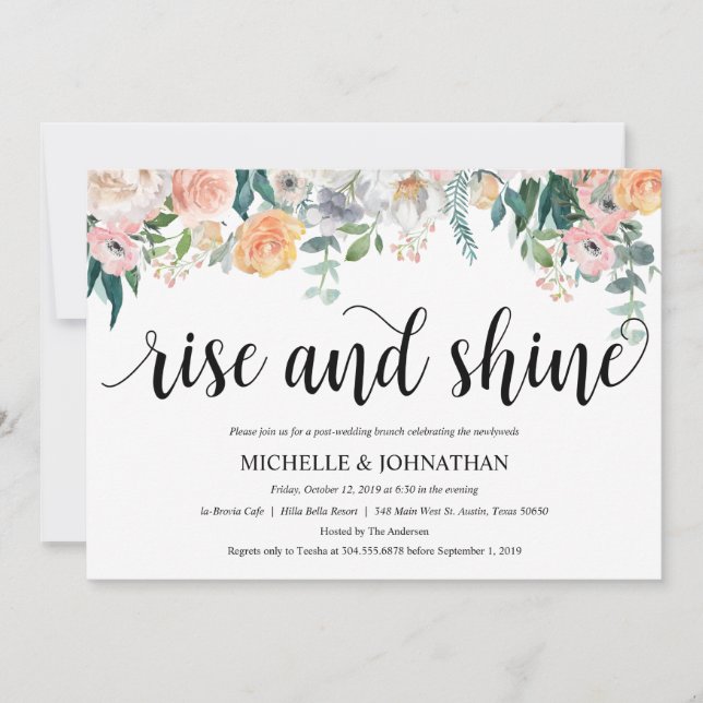 Tarjeta de invitación de brunch para Boda de Rusti (Anverso)