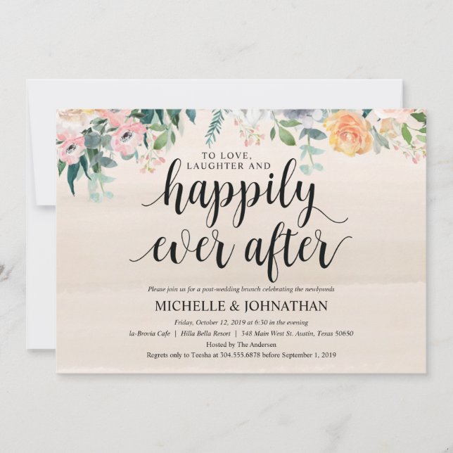 Tarjeta de invitación de brunch para Boda de Rusti (Anverso)
