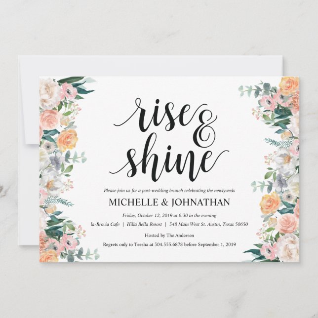 Tarjeta de invitación de brunch para Boda de Rusti (Anverso)