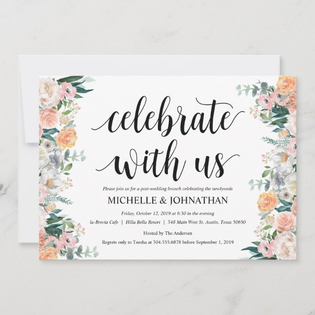 Tarjeta de invitación de brunch para Boda de Rusti (Anverso)