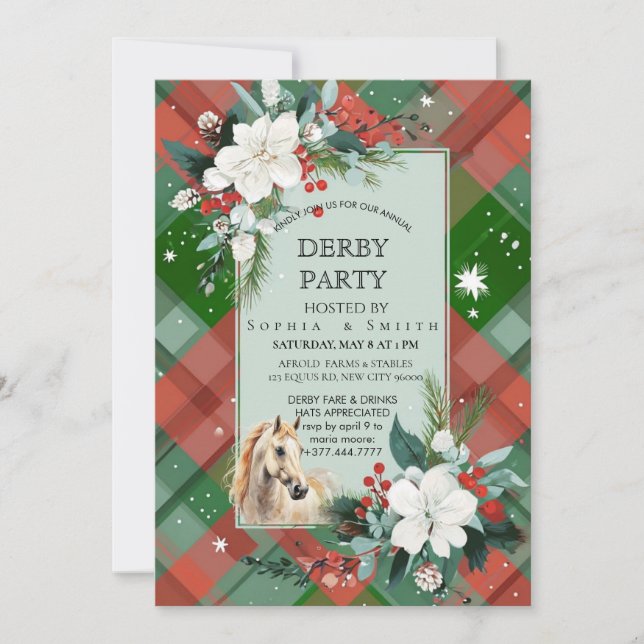Tarjeta de invitación de caballo de fiesta de Derb (Anverso)