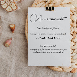 Tarjeta de invitación de cancelación de boda perso
