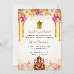 Tarjeta de Invitación de Casa Nueva India, Gruha P