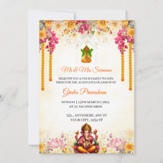 Tarjeta de Invitación de Casa Nueva India, Gruha P