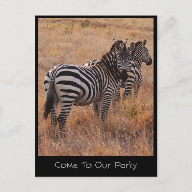 Tarjeta de invitación de cebra (Anverso)