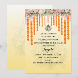 Tarjeta de Invitación de Ceremonia de Haldi para B