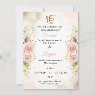 Tarjeta de invitación de ceremonia de Roka, ceremo