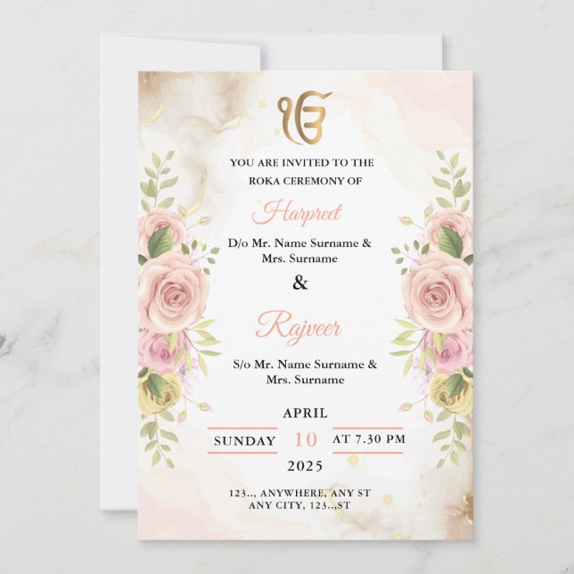 Tarjeta de invitación de ceremonia Roka, ceremonia (Anverso)