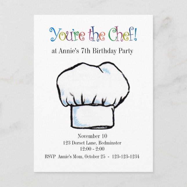Tarjeta de invitación de Chef (Anverso)