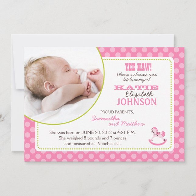 Tarjeta de Invitación de Chica de caballo de rocas (Anverso)