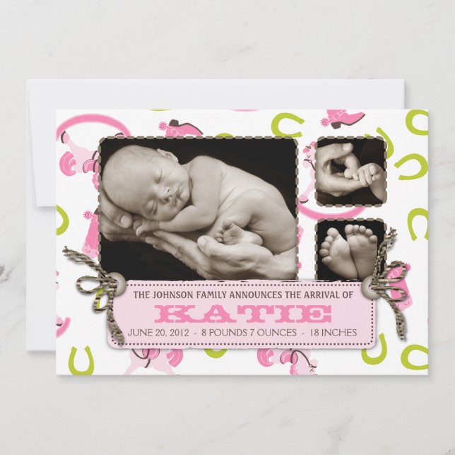 Tarjeta de Invitación de Chica de caballos de Rock (Anverso)