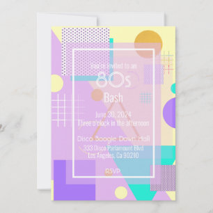 Tarjeta de invitación de color amarillo retro funk