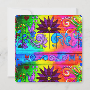 tarjeta de invitación de colores retro chillones
