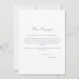 Tarjeta de Invitación de compromiso azul y blanco