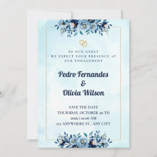 Tarjeta de invitación de compromiso con acuarela