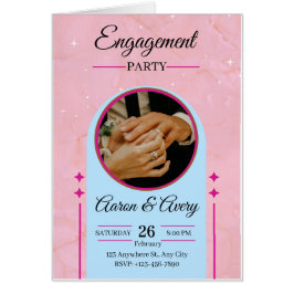 Tarjeta de Invitación de Compromiso Elegante con F