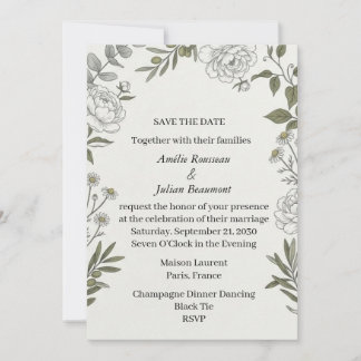 Tarjeta de Invitación de Compromiso Floral de Peon