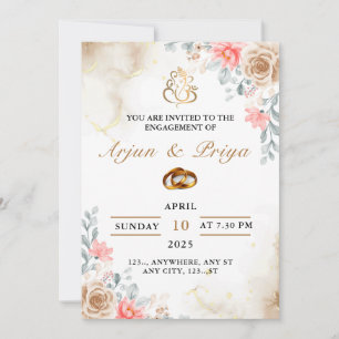 Tarjeta de invitación de compromiso indio, ceremon