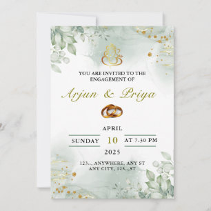 Tarjeta de invitación de compromiso indio, ceremon