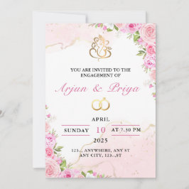 Tarjeta de invitación de compromiso indio, tarjeta
