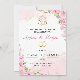 Tarjeta de invitación de compromiso indio, tarjeta