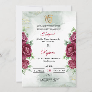 Tarjeta de invitación de compromiso Sikh Shagun, t