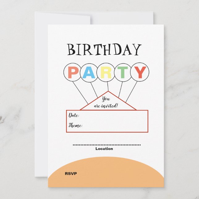 Tarjeta de invitación de cumpleaños (Anverso)