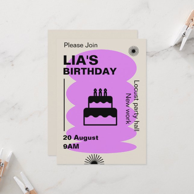 Tarjeta de invitación de cumpleaños (Anverso/Reverso In Situ)