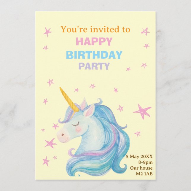 Tarjeta de invitación de cumpleaños  (Anverso)