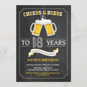 Tarjeta de Invitación de Cumpleaños 18 Cheers y Ce