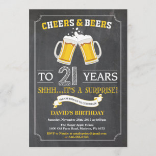 Tarjeta de invitación de cumpleaños 21 a las braga