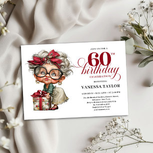 Tarjeta de invitación de cumpleaños 60 de anciana 