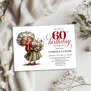 Tarjeta de Invitación de Cumpleaños 60 para una Se