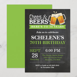 Tarjeta de Invitación de Cumpleaños 70 Cheers and 